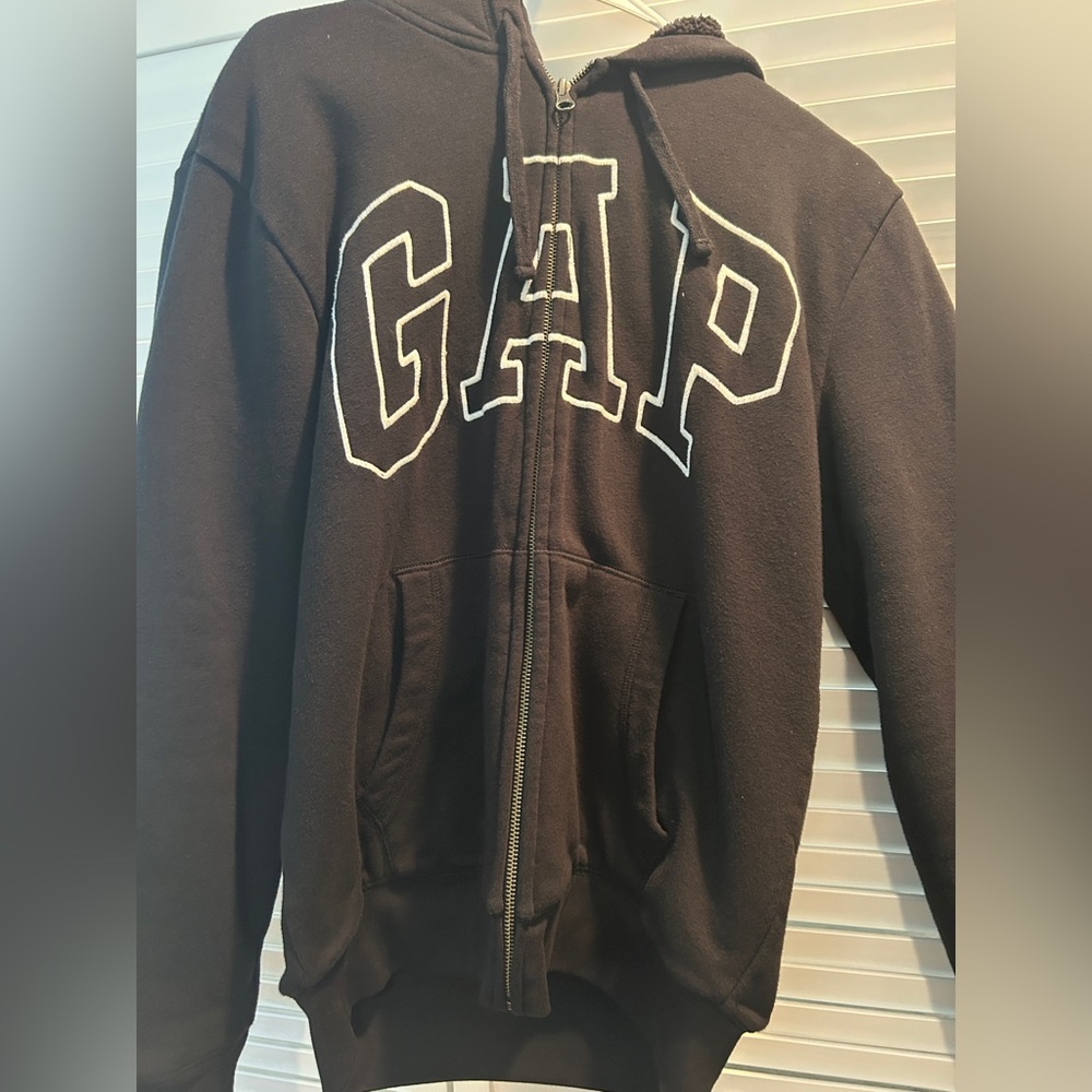 GAP Black Wool Zip-Up Hoodie
